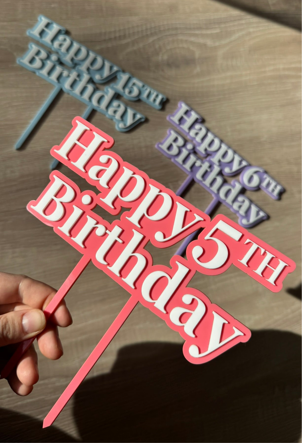 Personalised Acrylic Birthday Cake Topper - Any Age & Colour