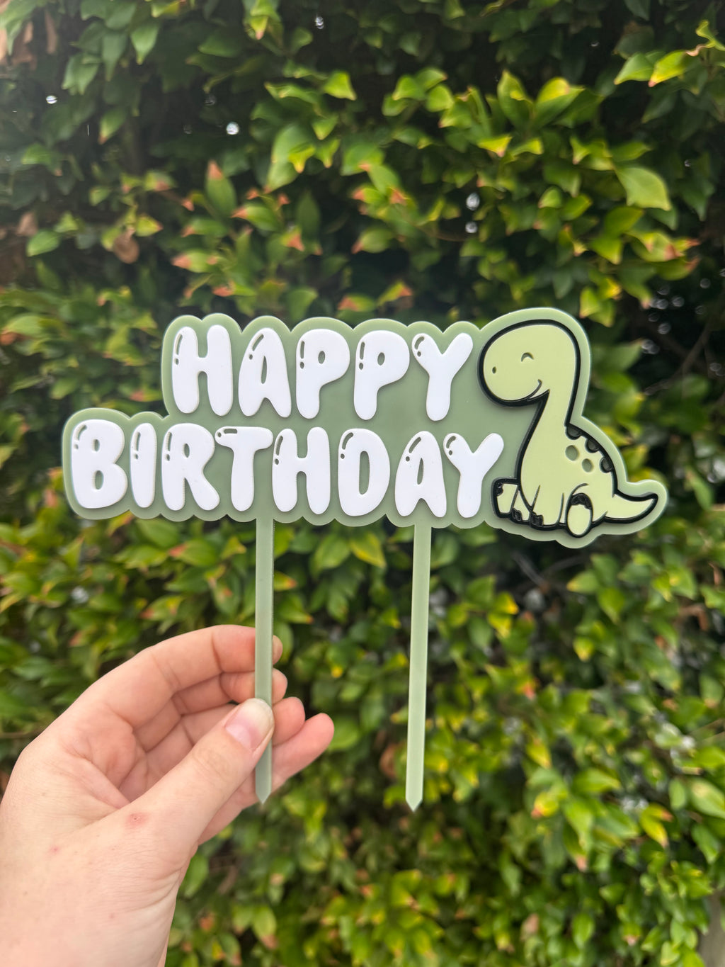 Dinosaur Happy Birthday Cake Topper – Custom Acrylic Cake Decoration