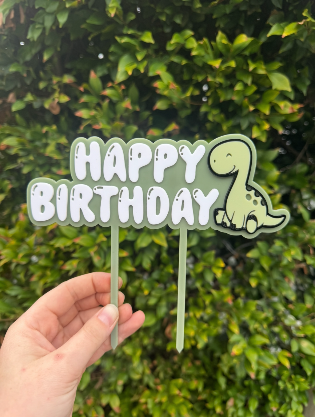 Dinosaur Happy Birthday Cake Topper – Custom Acrylic Cake Decoration