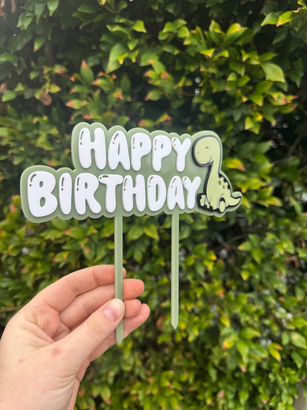 Dinosaur Happy Birthday Cake Topper – Custom Acrylic Cake Decoration