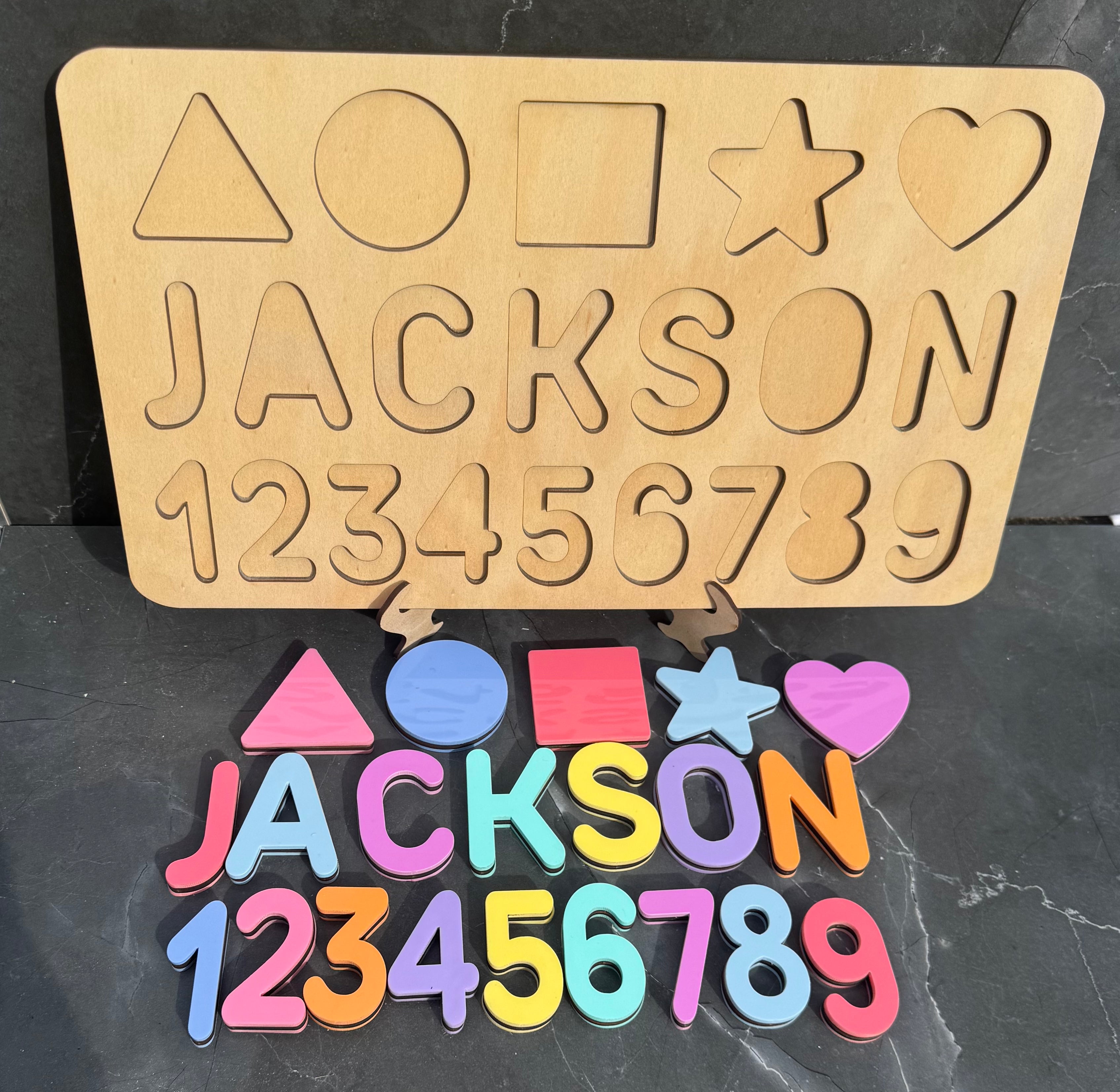 Personalised Kids Name, Shapes & Numbers Puzzle