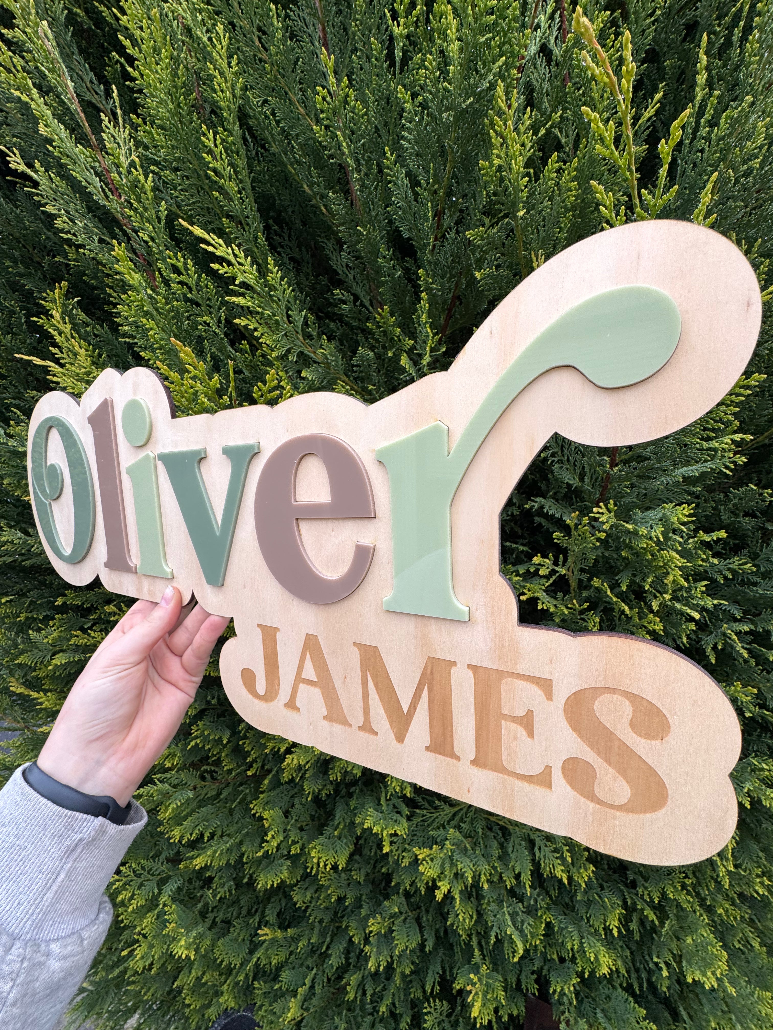 Personalised Wooden & Acrylic Name Signs - Custom Nursery & Kids Room Decor