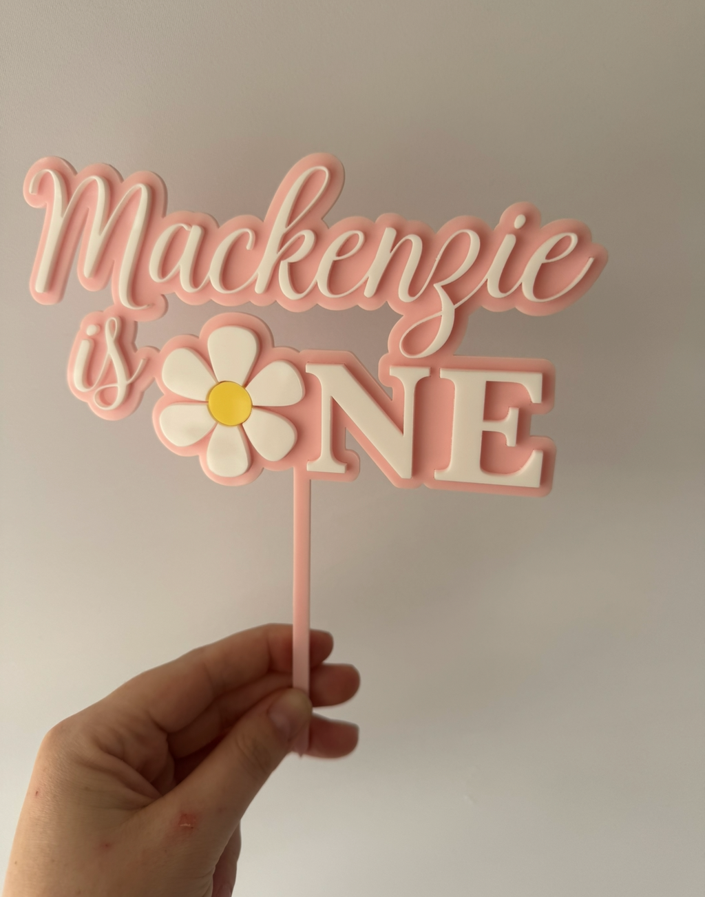 Personalised Daisy "is One" Cake Topper - Custom Name & Colour